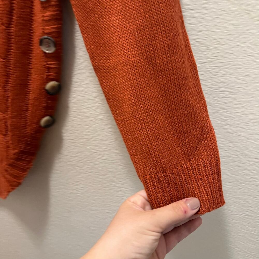 Madison + Hudson Sweater Long Sleeve Pullover Orange Crew Neck Button Accent M - Picture 5 of 8